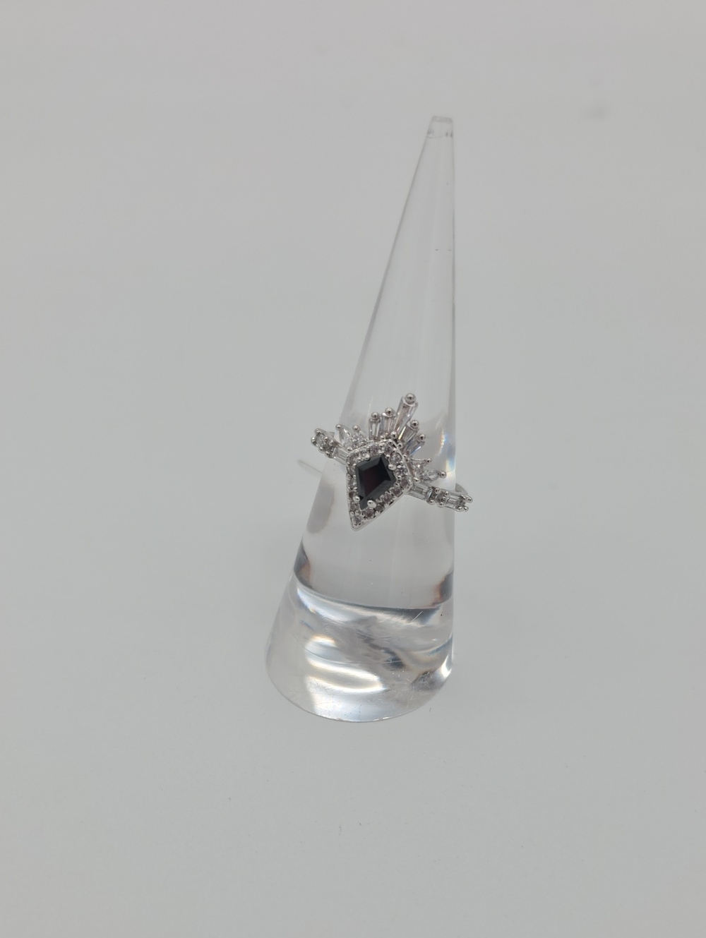 Black Onyx CZ Halo Ring